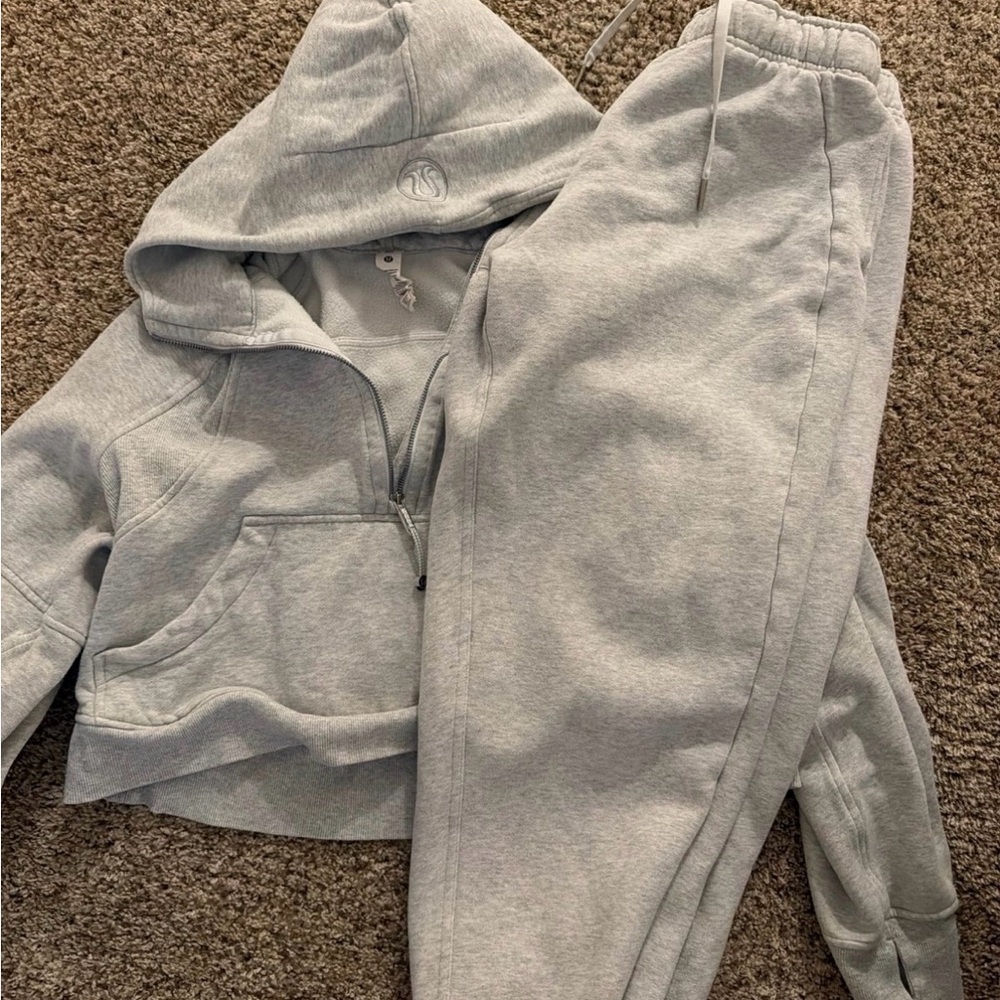❌sold ❌Lululemon Athletica Gray scuba half zip Hoodie and Sweatpants set